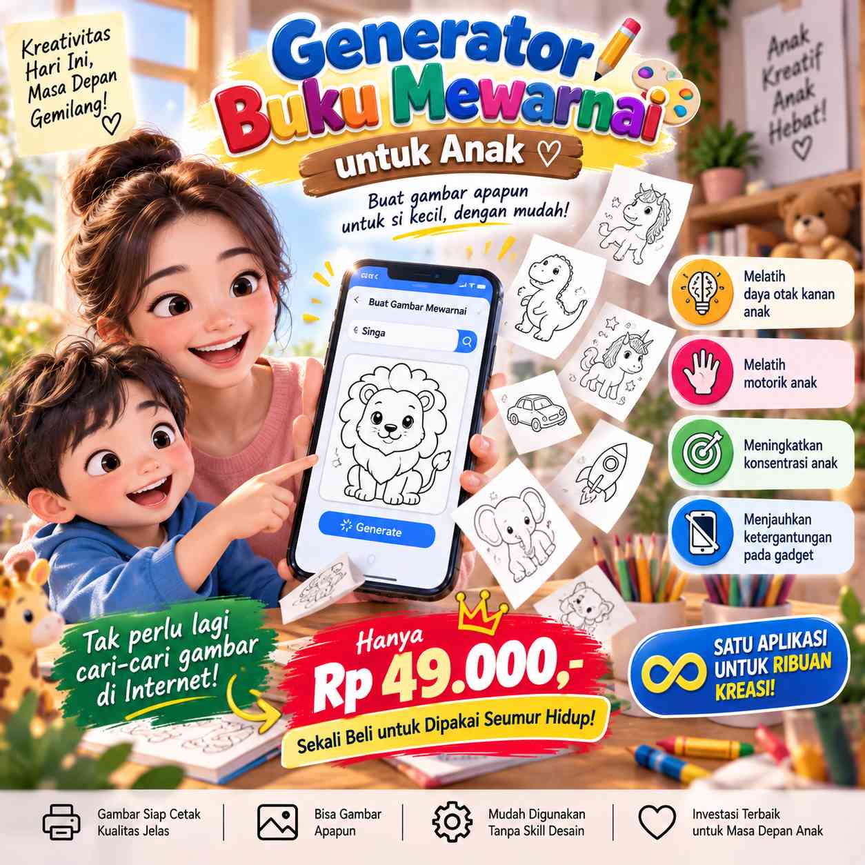 Bikin Sendiri Buku Mewarnai untuk Anak Anda