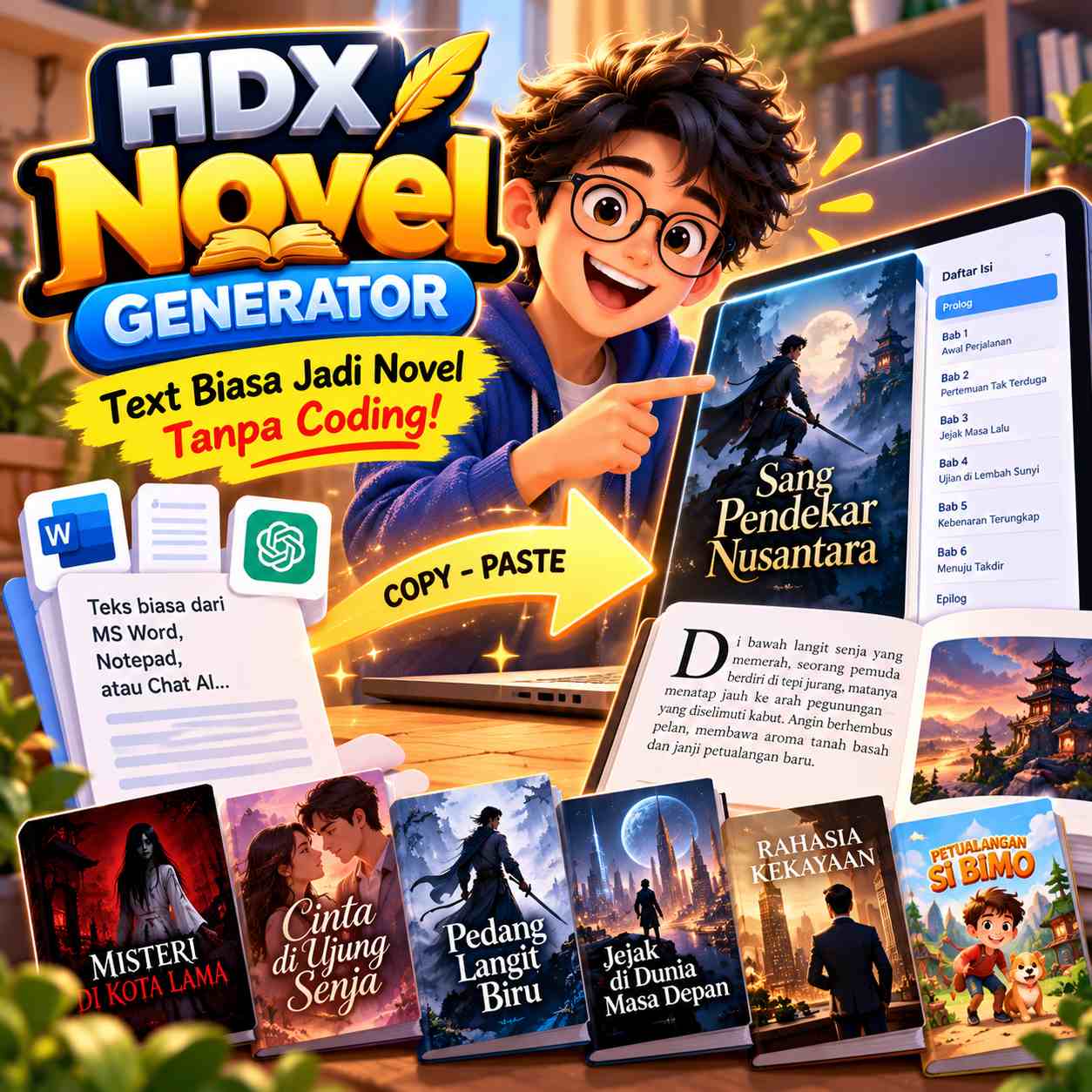 HDX Novel Generator : Sulap Teks Biasa Jadi Novel HTML Memukau Tanpa Coding